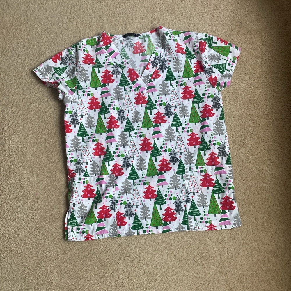 Christmas tree scrub top